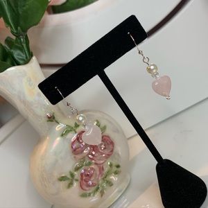 Rose Quartz pearl earrings
